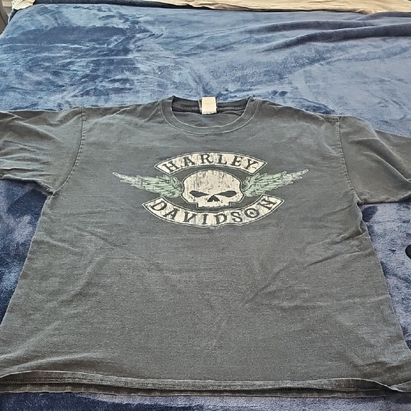 Harley-Davidson Black and Green Skull Graphic Short Sleeve Tee - Picture 2 of 4